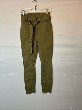 Alice + Olivia Jeans Womens 27 Green Paperbag Slim High Rise Belted 014